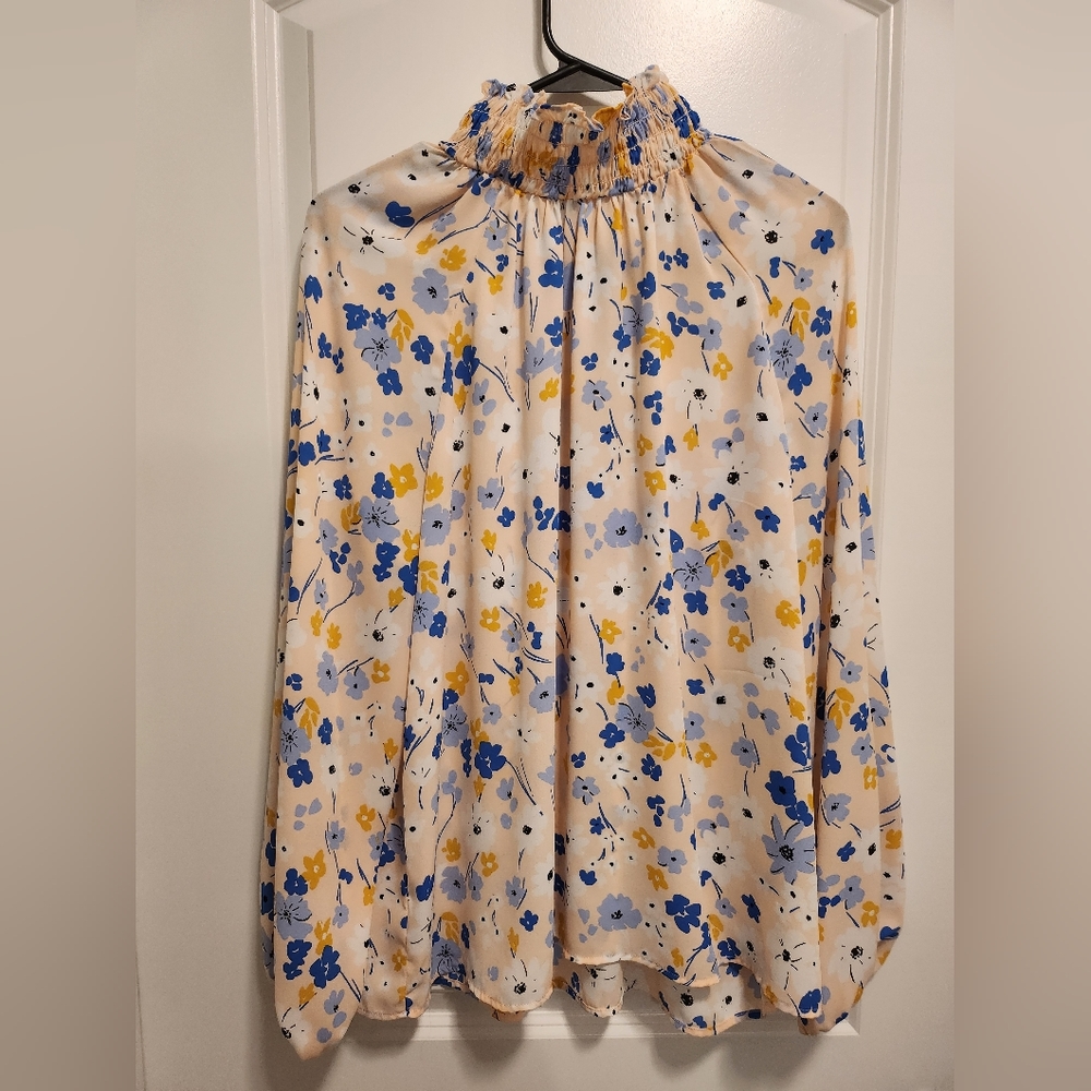 Pink floral loft blouse sz L